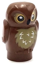 Lego New Reddish Brown Owl Small w/ Black Beak Bright Light Orange Eyes Part