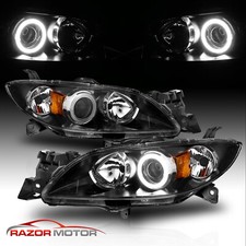 2004-2009 Fit Mazda 3 Sedan 4DR BLK Projector Headlights 2005 2006 2007 2008