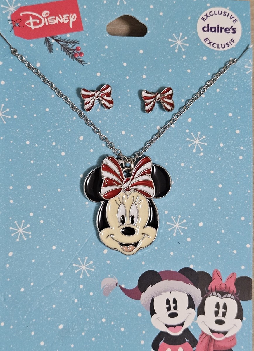 2 PC Claire's Disney Minnie Mouse Peppermint Bow Christmas