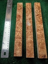 3 Pack Maple Burl Turning Blanks 10 x 1 1/8 x 1 1/8 Figured Spindle Handle Wood
