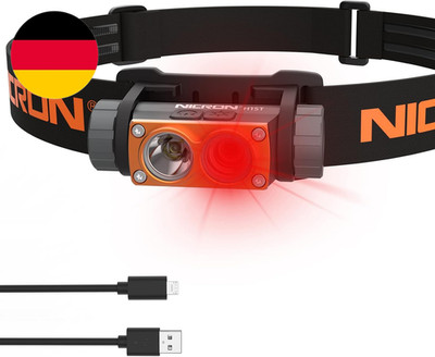 NICRON H15T Stirnlampe LED Mit Rotlicht USB Wiederaufladbar 500 Lumen IP67 Wasse