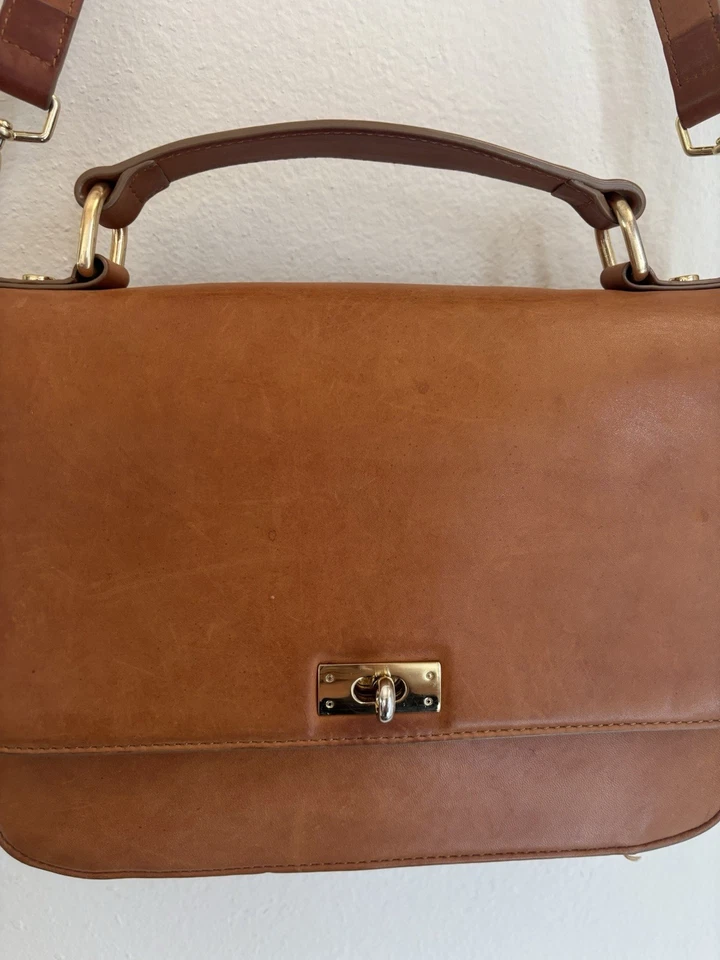 Bandolera de hombro de cuero para mujer J Crew. Alta Calidad Dorado Marrón Color Ezell Foto 2 de 4