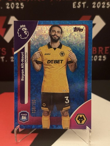 Rayan Ait-Nouri 138/150 Wolves Topps Premier League 2026 Blue Sparkle /150