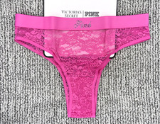 Victoria's Secret PINK NWT Small Pink Lace Brazilian Panty Bling Spellout Logo