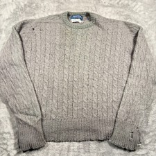 Vintage Burberrys Sweater Mens Size 46 Heather Gray Cable Knit Thrashed Felted