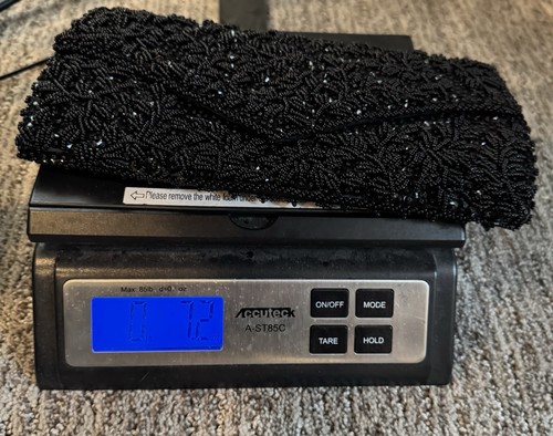 Vintage LA REGALE Black Beaded Sequin Satin Envelope Purse Clutch Bag - Picture 14 of 15