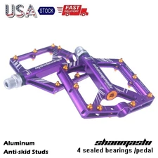 Aluminum Road MTB Mountain Bike XC Bicycle Pedal 4 Bearings Flat Pedals Purple