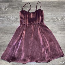 LUCY IN THE SKY PURPLE SHIMMERY MINI DRESS WITH LACE UP BACK SIZE M PARTY DRESS