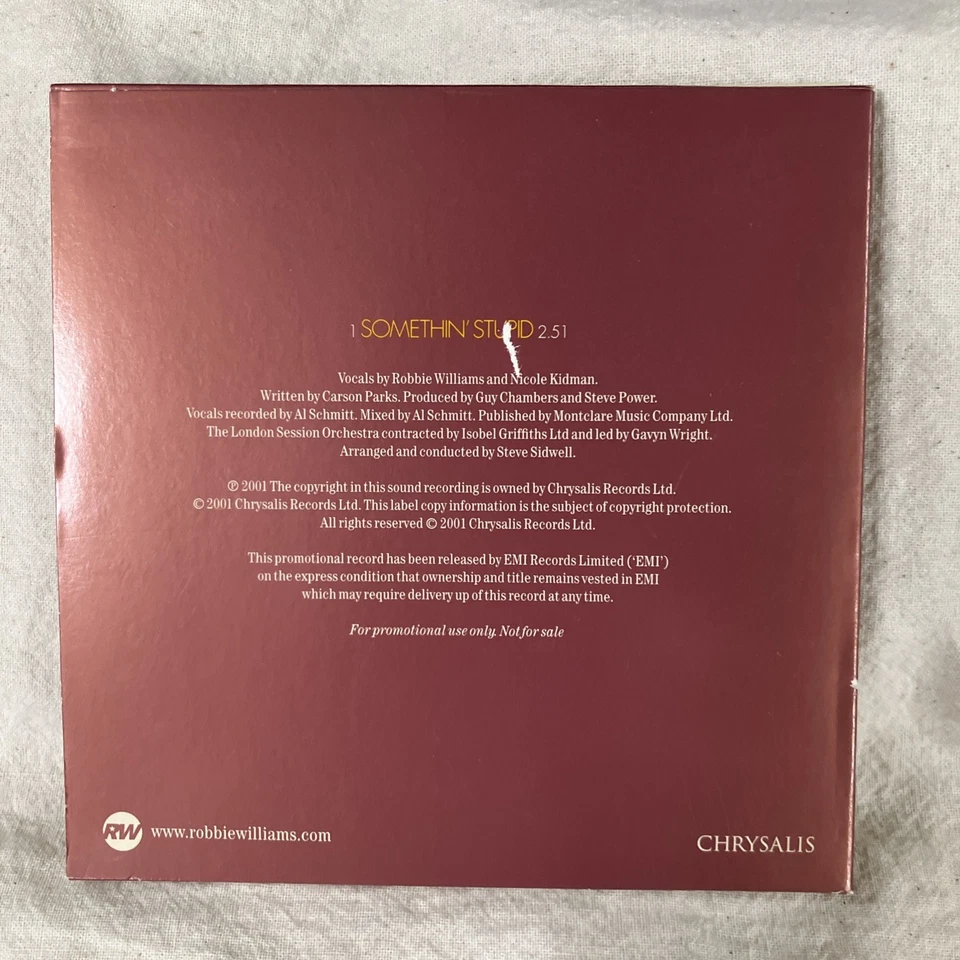 Robbie Williams & Nicole Kidman Sometin’ Stupid Promo CD 2001 Foto 3 de 4