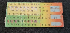 ROLLING STONES JFK STADIUM PHILLY TICKET SEPTEMBER 25 1981 RARE TOUR OPENER