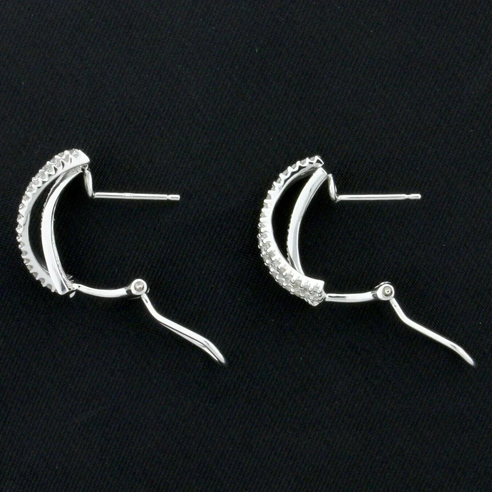 14K White Gold Plated 1.50CT Lab Created Diamond Huggie & Hoop Earrings Fancy - Image 2 of 3