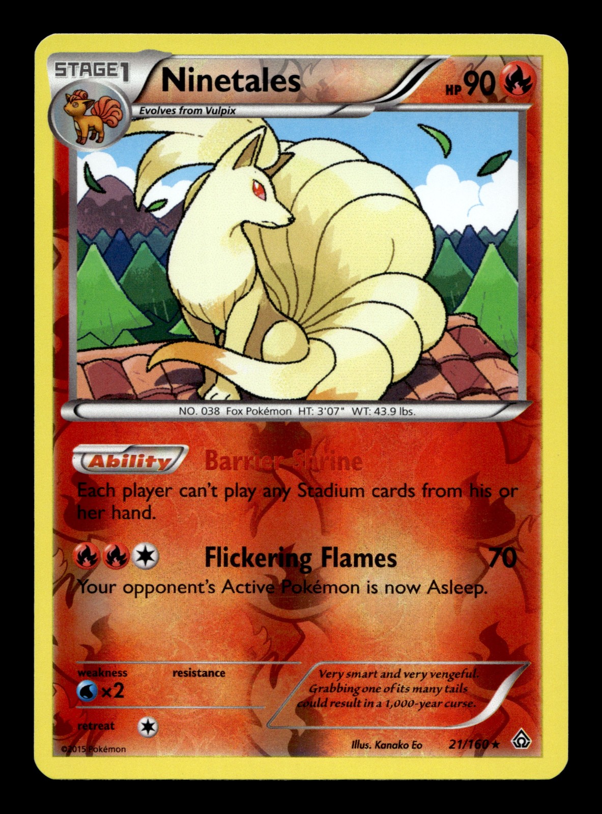 Ninetales 21/160 Reverse Holofoil XY - Primal Clash Rare Pokemon TCG