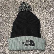 TNF The North Face Heritage Ski Tuke Hat Black Gray Pom Winter Snow Toque