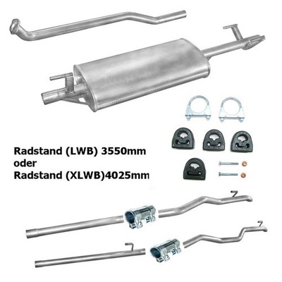 Auspuff + Montagesatz für Mercedes Sprinter (ohne KATModell) 408D LWB / XLW