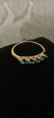 14k Turquoise 5 Stone Ring