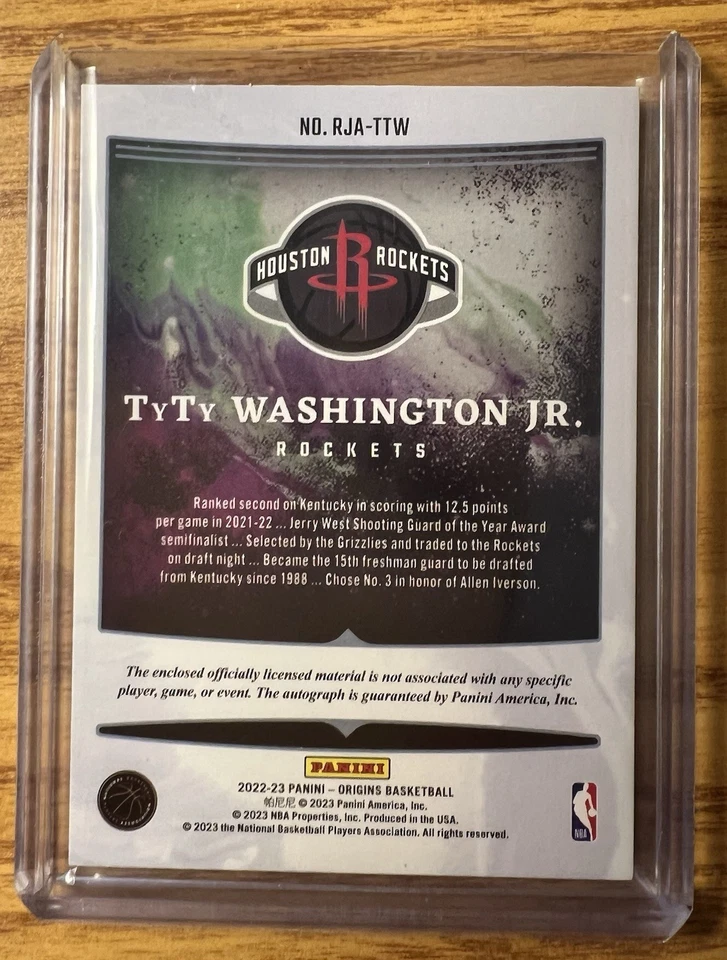 2022 Origins  TyTy Washington Auto RPA /49 Houston Rockets Rookie - Image 2 of 2