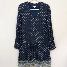 Garnet Hill Womens Mini Shift Dress Size 8 Dainty Floral Drop Waist Flowy Blue