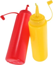 2Pcs Fake Mustard Ketchup Squeeze Bottles, Prank Sauce Squeeze Bottle Funny Part