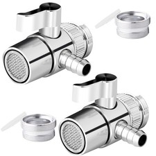 2 Pack Countertop Water Filter Diverter Valve with Barb Connector, Faucet Div...