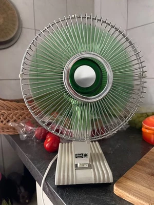 Vintage Helios Tischventilator TVO 20 Retro Design 70er Space Age Grün - Bild 1 von 3