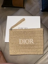 Christian Dior Raffia Wristlet Pouch 2025