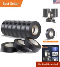 10 Pack 3/4 in x 60ft Black Electrical Tape Waterproof- High Temp, Max Voltage