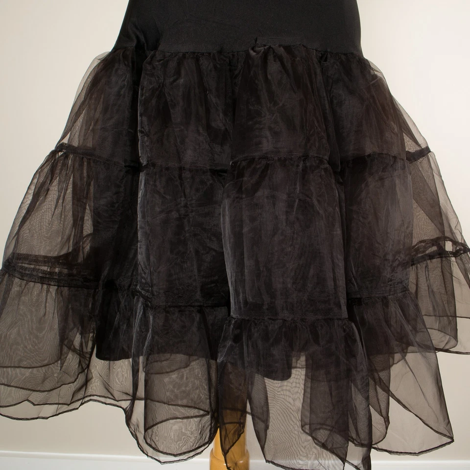 💖 Tutú Gótico Organza Tafetán Falda Negra XL Enagua Fiesta Club Crinolina Y2k Foto 3 de 4