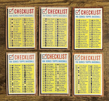1962 Topps Baseball Checklist Lot of 6 Marked 2nd-3rd-4th-5th-6th & 7th Series