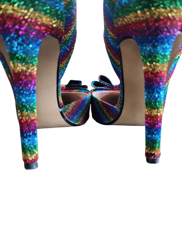 Betsey Johnson heels 7.5 - Rainbow Glitter Heels - Image 4 of 4
