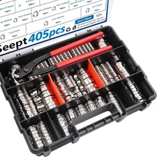 405Pcs 15-Sizes 304 Stainless Steel Single Ear Hose Clamps with Ear clamp plier