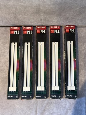 PHILIPS PL-L 24W/41 White 4 Pin Fluorescent Light Bulb 1800 Lumen 2G11 Lot of 5