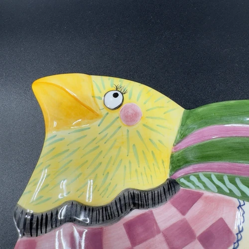 Fitz and Floyd GYPSY CHICKS Hen Chicken Plate Dish Platter Ceramic Whimsical VTG - Picture 8 of 10