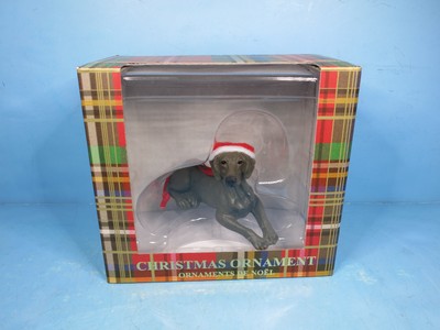 SANDICAST DOG CHRISTMAS ORNAMENT-Weimaraner W/Santa Hat-New In Box