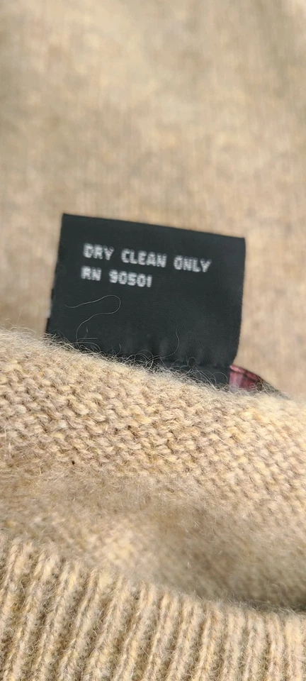 Kirkland Signature Sweater Men's 2XL 100% Cashmere Round Neck Knit Beige Tan - Image 3 of 4