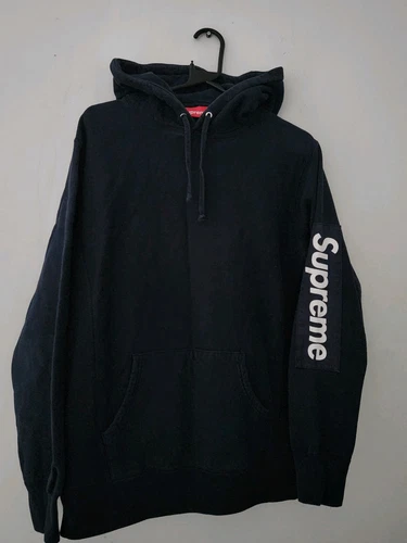 SS17 Supreme Sleeve Patch hooded sweatshirt size M medium navy hoodie