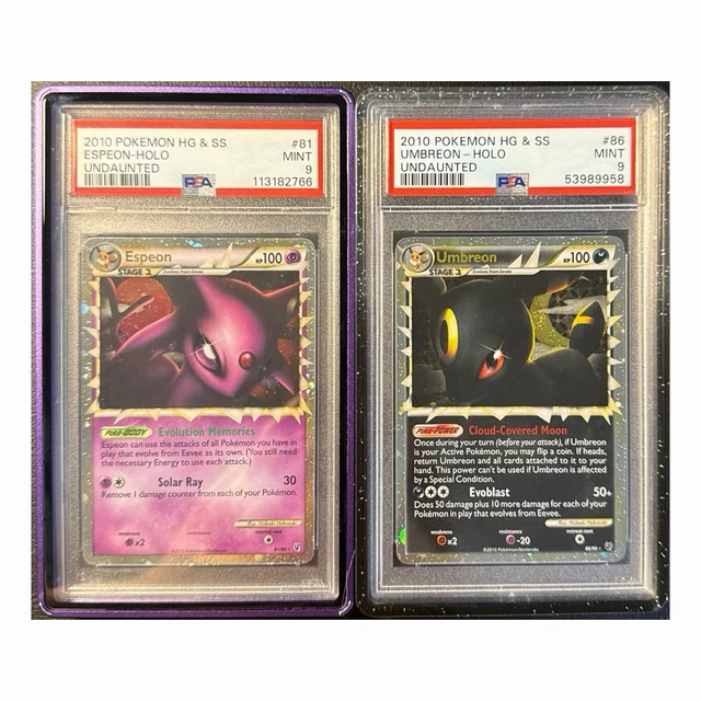 2010 Pokemon HGSS Undaunted Espeon & Umbreon Holo Prime PSA 9 Set