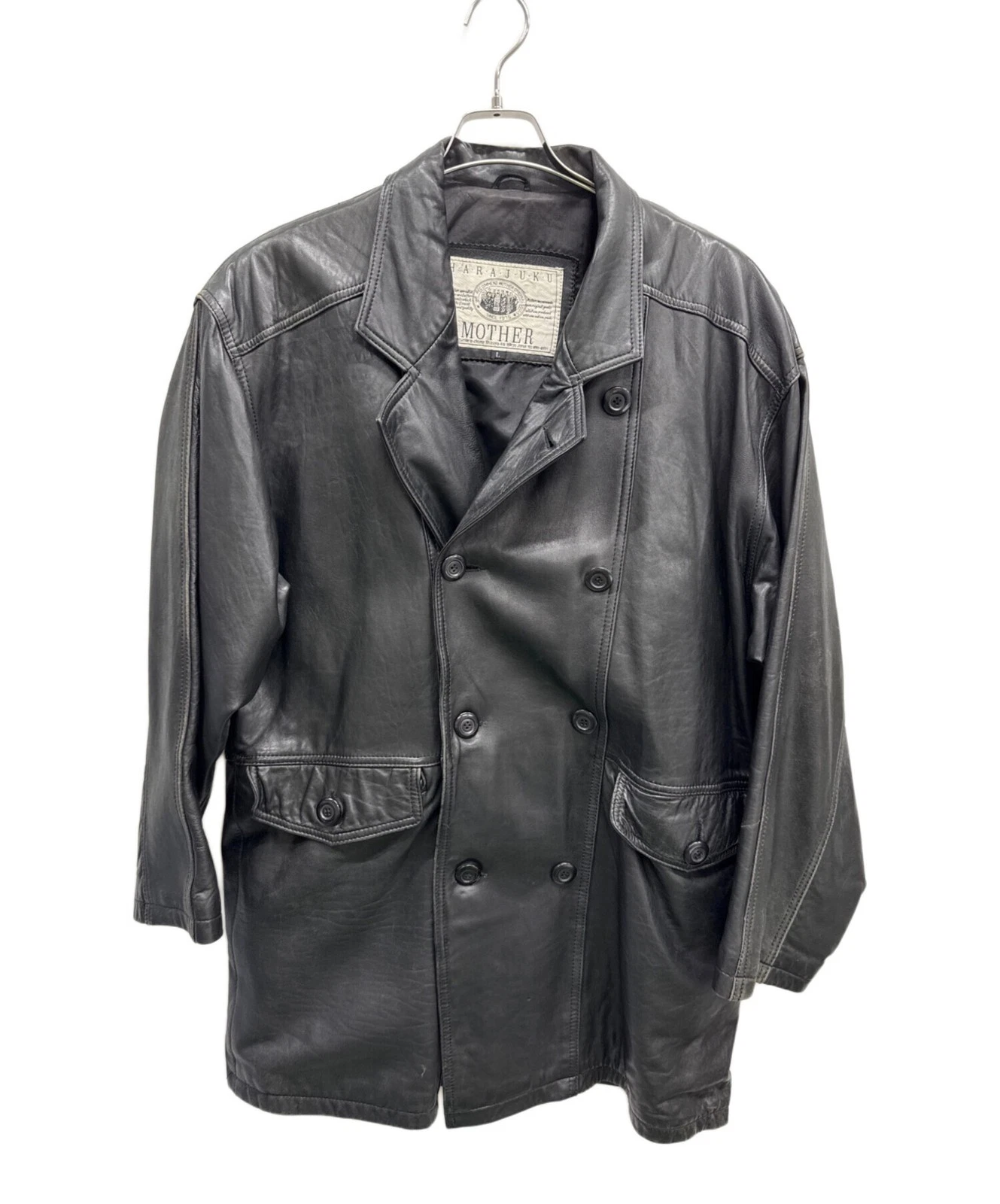 HARAJUKU MOTHER Double Leather Jacket Men's Size L Black - product detail image 1