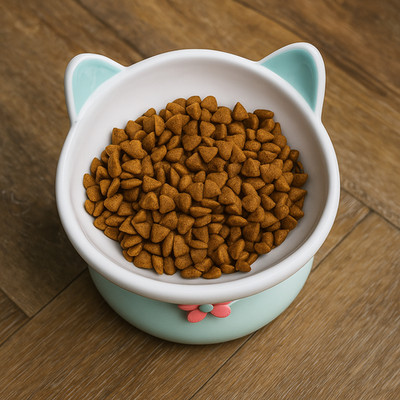Grüner erhöhter Katzennapf - Keramik erhöhter Futterautomat für Katzen & kleine Haustiere
