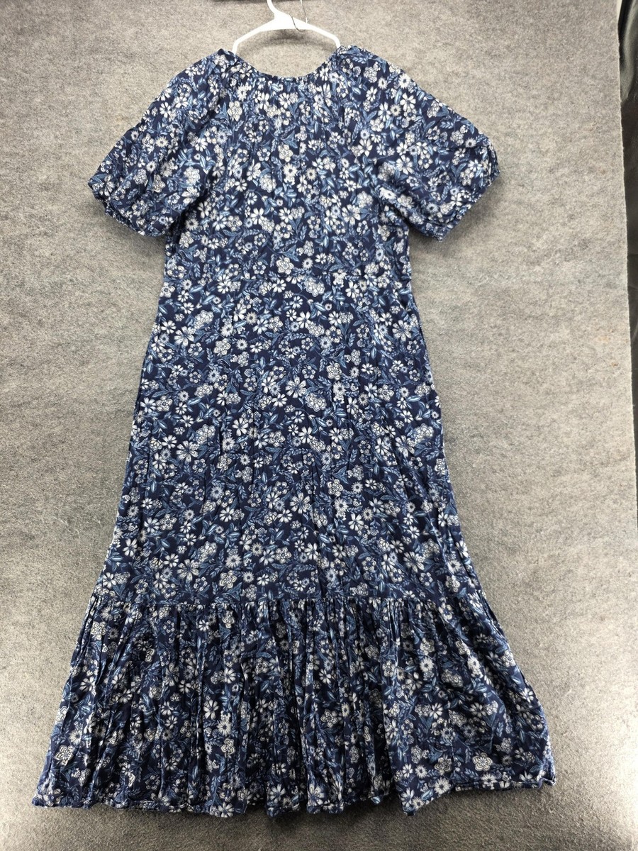 old navy blue floral long sleeve dress Old Navy Floral Dress (XL)  Sunbeam Vintage