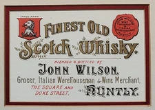 JOHN WILSON Scotch Whisky Huntly Scotland Label in Shingle Back Frame BAR DECOR