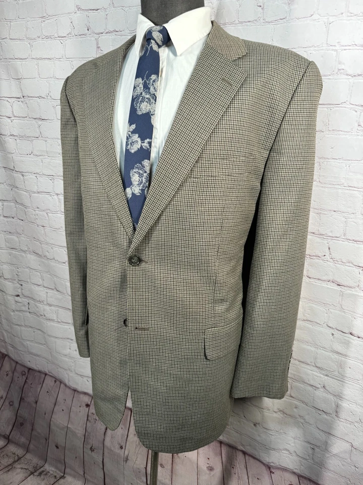 Abrigo Blazer Chaqueta Deportivo CLUB ROOM Para Hombres Marrón PATA DE GALLO A CUADROS AJUSTE REGULAR 44R Foto 2 de 4