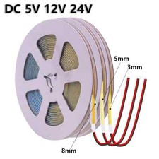 3mm 5mm 8mm PCB COB LED Strip 5V 12V 24V 320LEDs/m Lamp Flexible COB LED Tape
