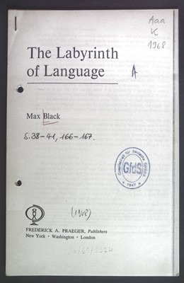 Grammar and Meaning aus: The Labyrith of Language. Black, Max: