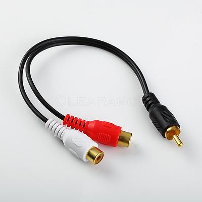 RCA AUDIO Y  CABLE 1 MALE MONO JACK TO 2 FEMALE PLUG