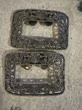 Vintage Large Signed Musi Silver Tone Filigree Shoe Clips Art Deco