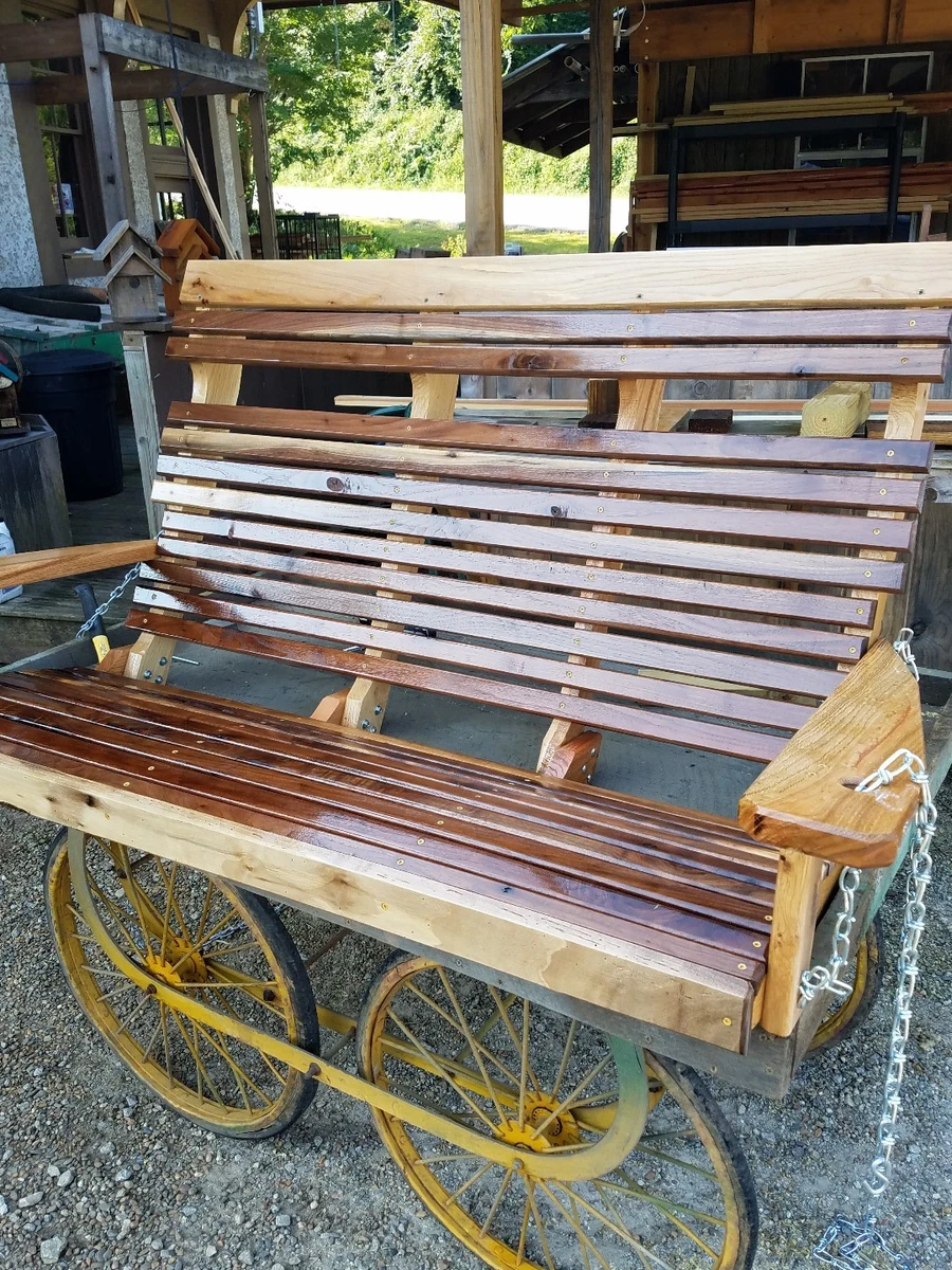 Swing 5 ft Black Walnut Elm and Oak porch swing new w headrest w chains