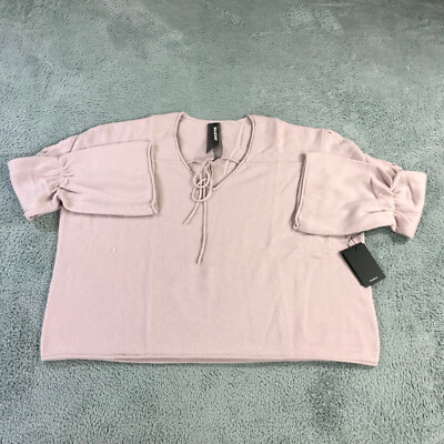 New Naadam Sweater Womens Large Cashmere Pink V Neck Long Sleeve Preppy Casual