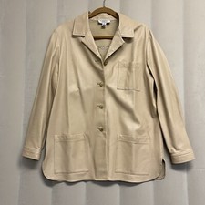 St. John Sport Marie Gray Women s Jacket Medium 100 Leather Luxury Neutral