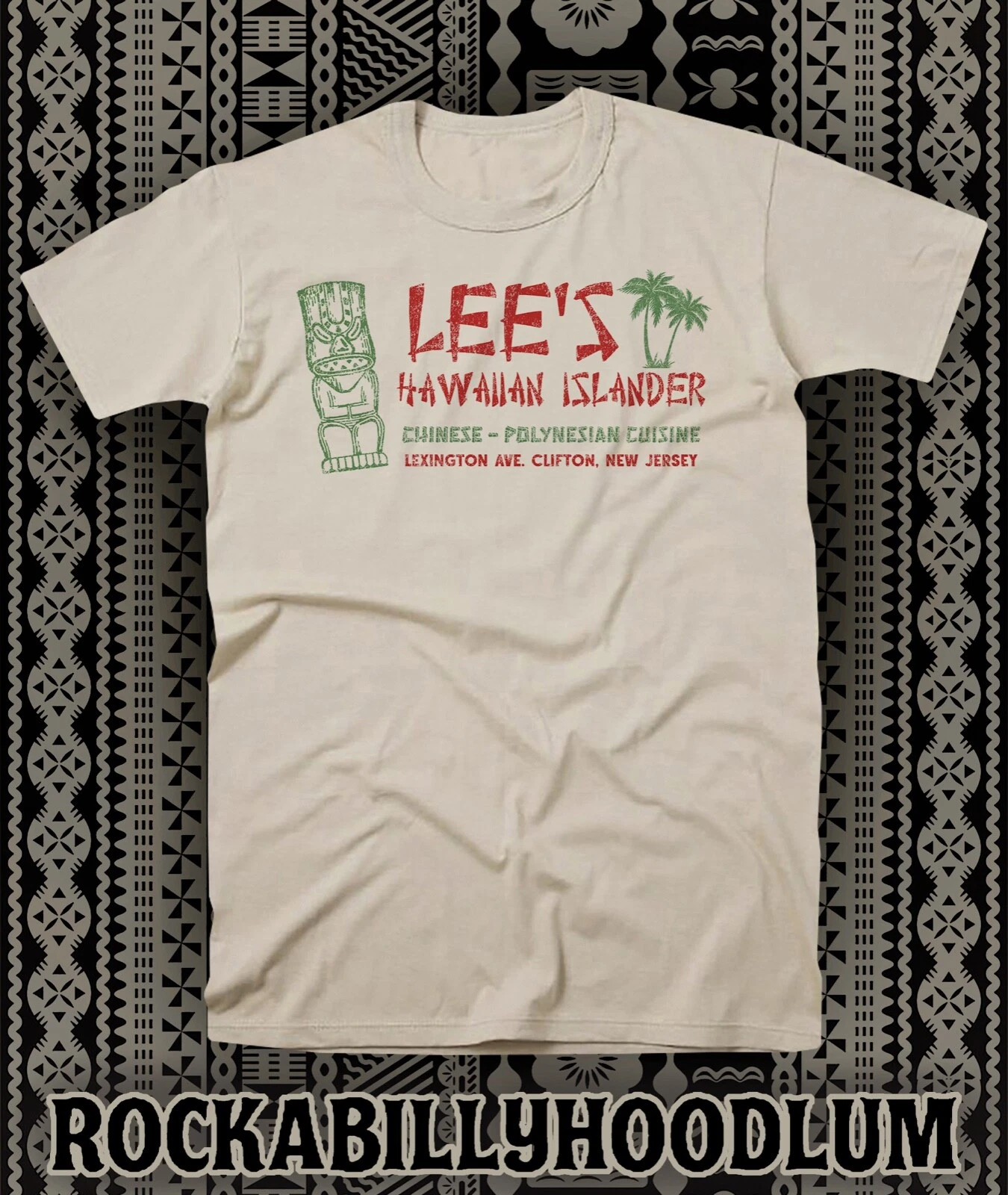 Retro Tiki Art Tee T Shirt Bar Mug Restaurant Lees Lee's Hawaiian Islander NJ