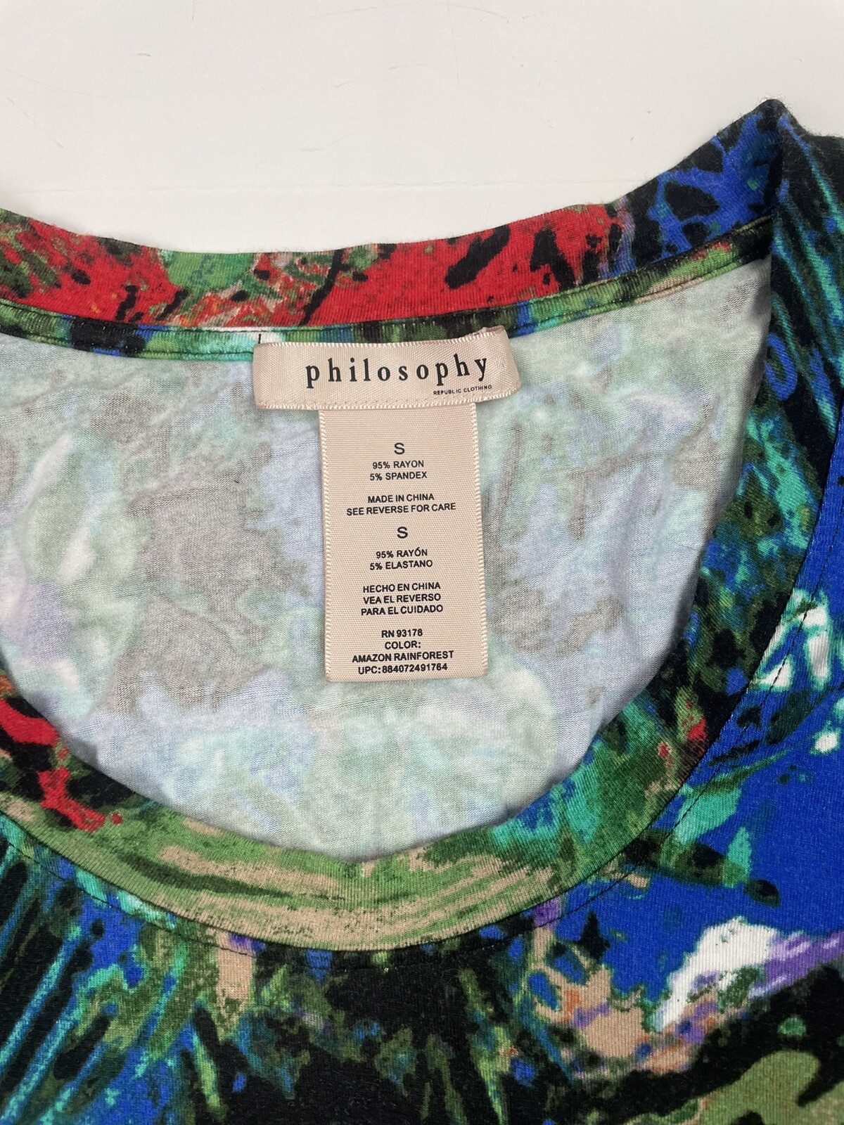 Philosophy Size Small tunic patterned Blouse Top - image 6
